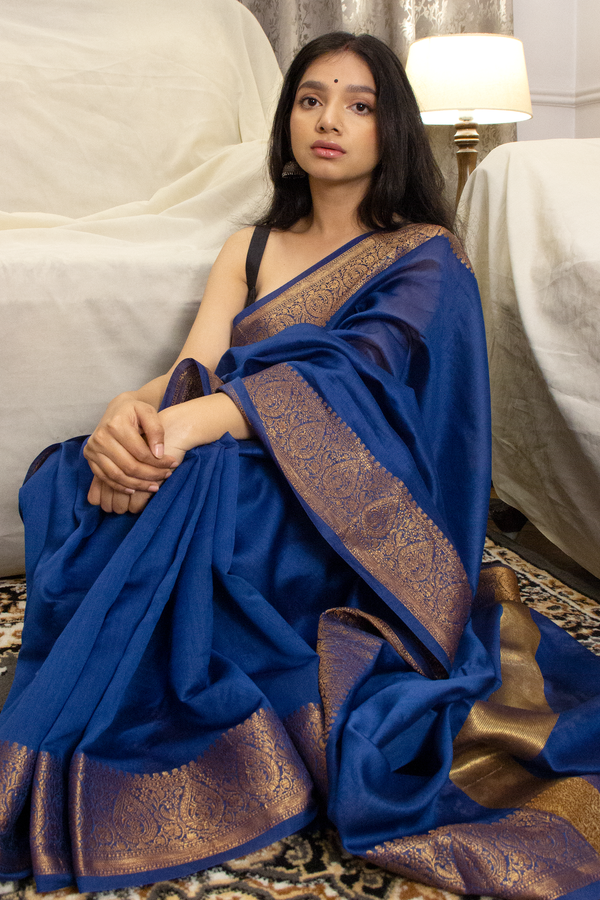 Deep Blue Silk Saree