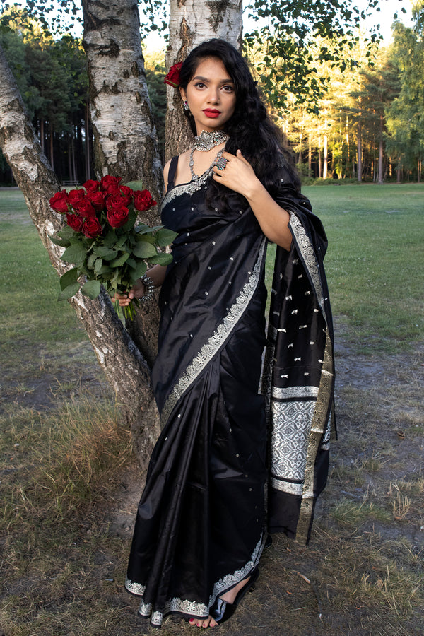 Handwoven Black Banarasi Silk Saree